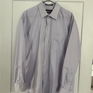 Blue and White Dress Shirts Formal Cotton Blend